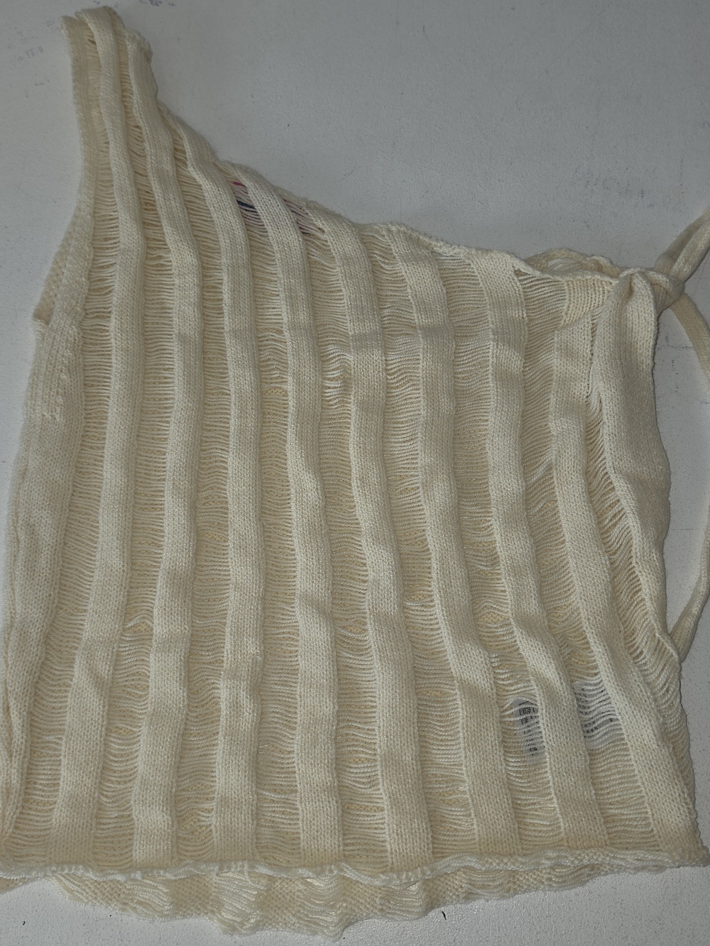 Edikted Cream Open-Knit Ribbed Tank Top
